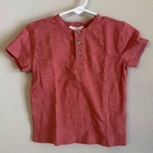 Classic Kids Button-Up Tee in Brick Red